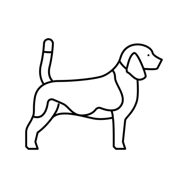 Beagle cão linha ícone vetor ilustração — Vetor de Stock