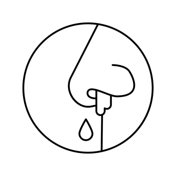 Nasenbluten Krankheit Linie Symbol Vektor Illustration — Stockvektor
