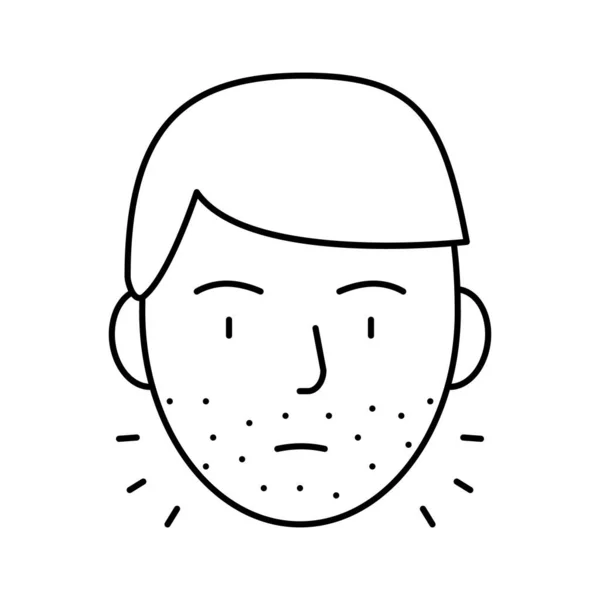 Cara peluda hombre línea icono vector ilustración — Vector de stock