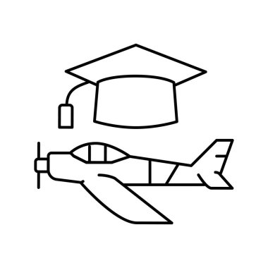 Lisansüstü uçuş okulu çizgi ikonu vektör çizimi