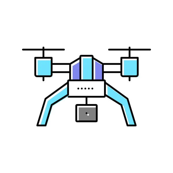 Drone con ilustración vectorial de icono de color de cámara fotográfica — Vector de stock