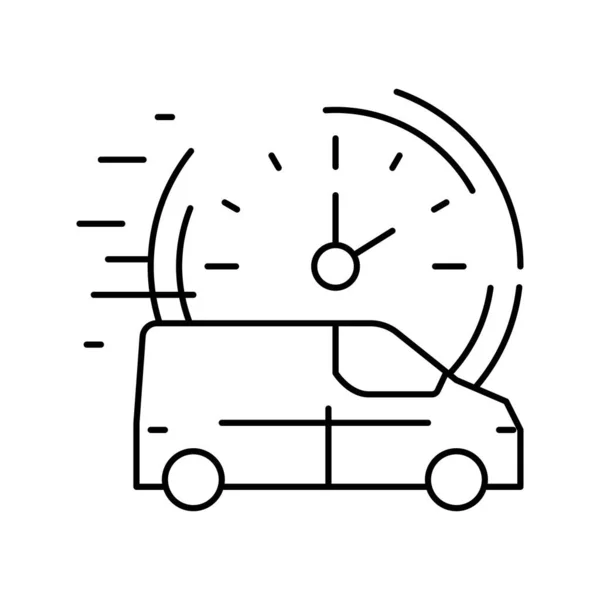 Ilustração do vetor do ícone da linha de transporte livre do veículo de entrega rápida — Vetor de Stock