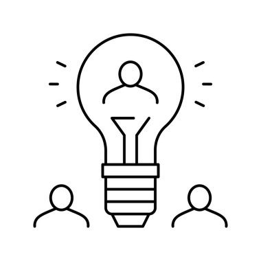 Arama potansiyeli olan istemci ve kitle kaynak çizgisi vektör illüstrasyonu fikri