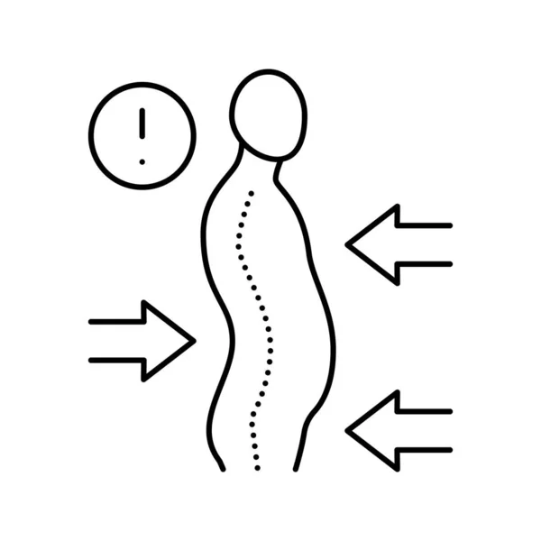 Illustrazione vettoriale dell'icona della linea della malattia della scoliosi — Vettoriale Stock