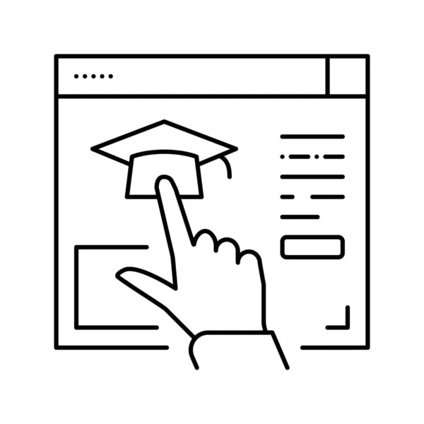 高等教育リソースラインのアイコンのベクトル図へのリンク — ストックベクタ