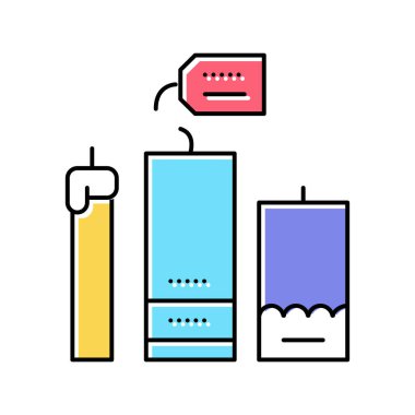 Ev yapımı mumlar renk ikonu vektörü izole illüstrasyonu