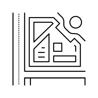 Harita çizgi ikon vektör illüstrasyonunda bahçe konumu