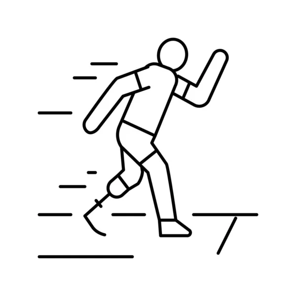 ランナー障害者アスリートラインアイコンベクトルイラスト — ストックベクタ