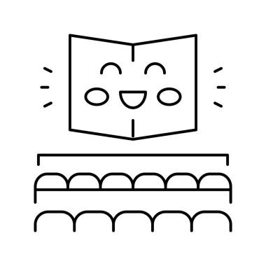 Kütüphane satırı ikon vektör illüstrasyonunda okuma odası rezervasyonu