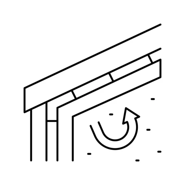 Dachdämmung mit Mineralwolle Linie Symbol Vektor Illustration — Stockvektor