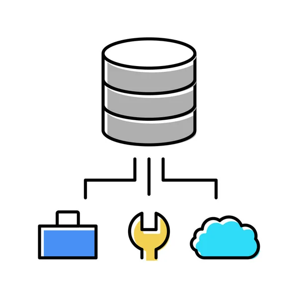 ビジネス、修正、クラウドストレージデジタル処理カラーアイコンベクトルイラスト — ストックベクタ