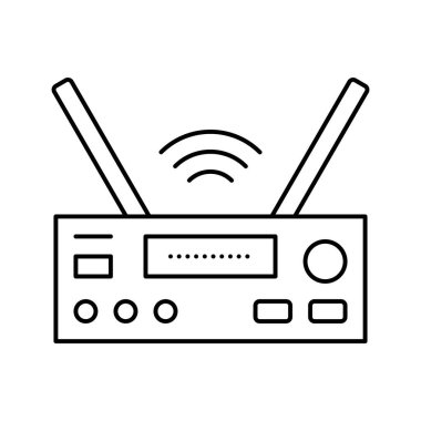 alıcı elektronik teknoloji çizgisi ikon vektör çizimi