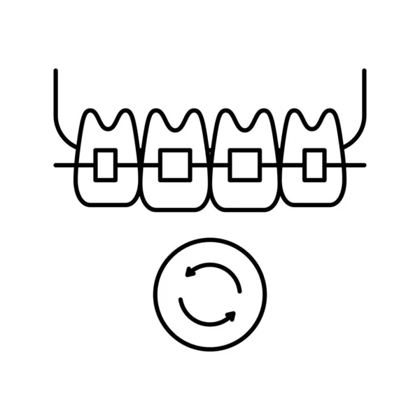 Illustration vectorielle d'icône de ligne d'appareil dentaire lingual — Image vectorielle