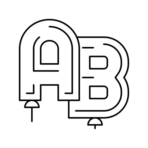 Alfabet letters ballonnen lijn pictogram vector illustratie — Stockvector