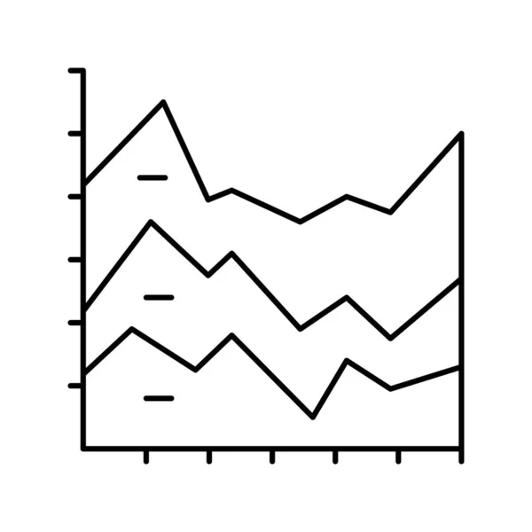 Gestapelte Fläche Diagramm Linie Symbol Vektor Illustration — Stockvektor