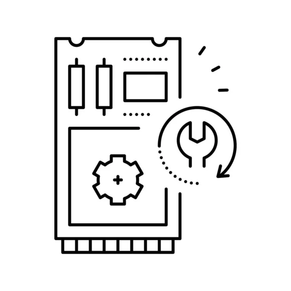 Ssd línea de recuperación de datos icono vector ilustración — Vector de stock