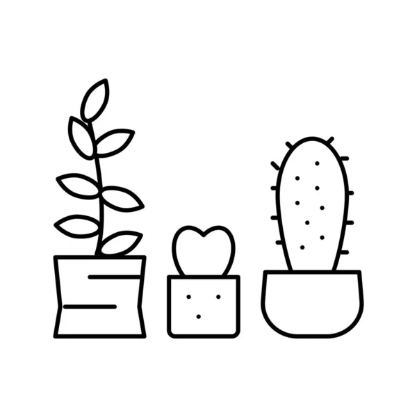 Cactus casa planta línea icono vector ilustración — Vector de stock