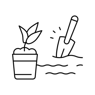 Bahçe işleri yaşlılar işgal hattı ikon vektör illüstrasyonu