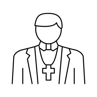 Katolik din çizgisi ikon vektör illüstrasyonu