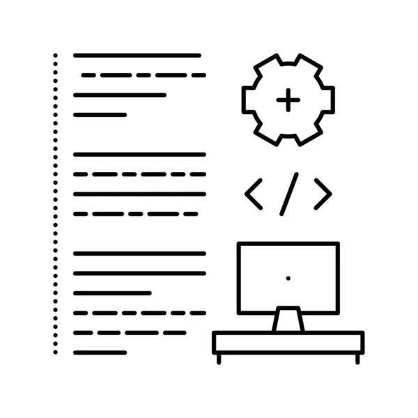 선 아이콘 벡터 삽화를 개발하는 소프트웨어 — 스톡 벡터