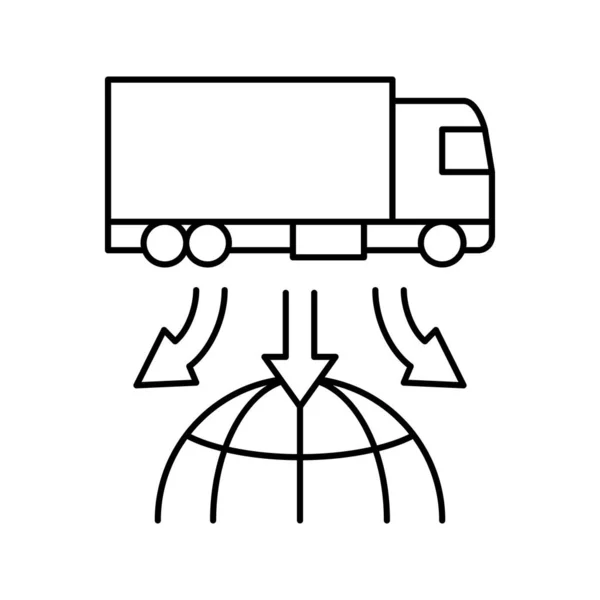 Truck delivery world logistics line icon vector illustration — Stock Vector