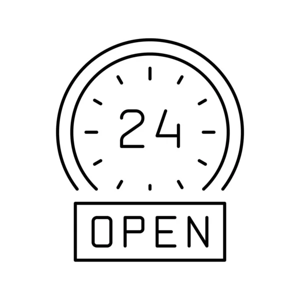 Reloj redondo trabajo motel línea icono vector ilustración — Vector de stock