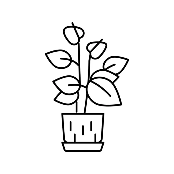 Keramik Blumen Haus Pflanze Linie Symbol Vektor Illustration — Stockvektor