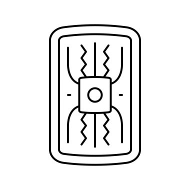 Savaşçı kalkanı antik Roma çizgisi ikon vektör çizimi