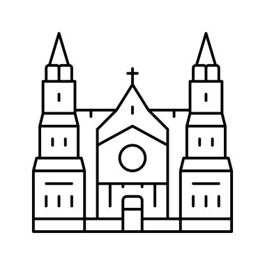 Katedral inşa çizgisi ikon vektör illüstrasyonu