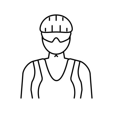 kadın bisikletçi çizgisi ikon vektör çizimi