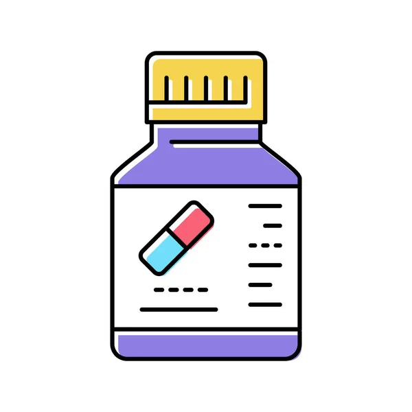 药丸瓶子颜色图标矢量插图 — 图库矢量图片