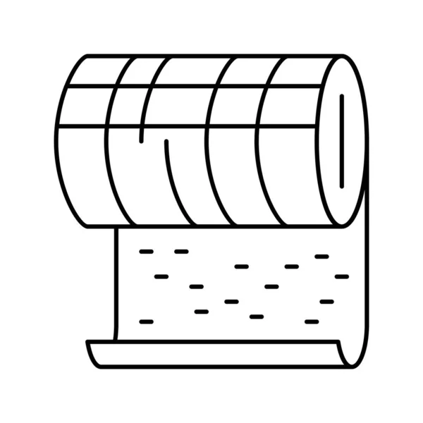 Ilustração de vetor de ícone de linha de rolo de lã mineral metálica — Vetor de Stock