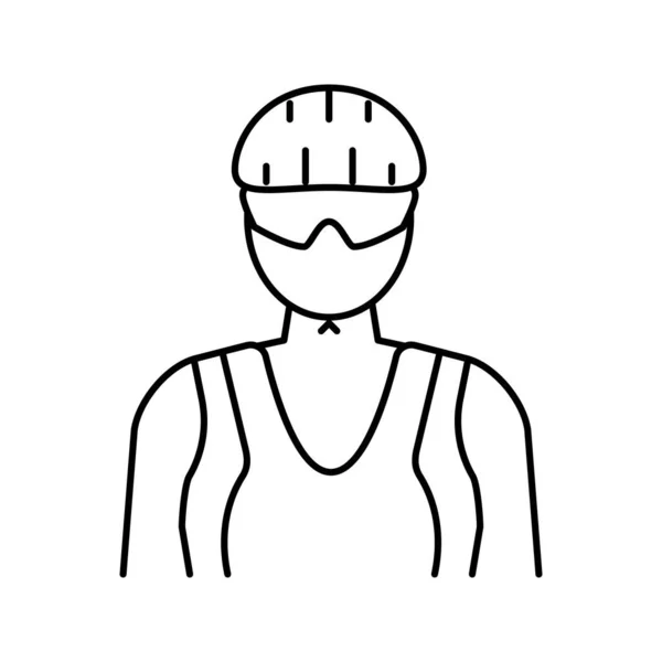 Vrouwelijke fietser lijn pictogram vector illustratie — Stockvector