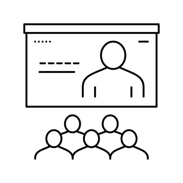 Línea de línea de grupo de enseñanza en línea icono vector ilustración — Vector de stock