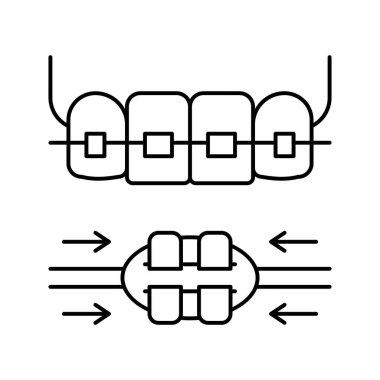 Çalışma süreci diş teli çizgi vektör illüstrasyonunu destekliyor