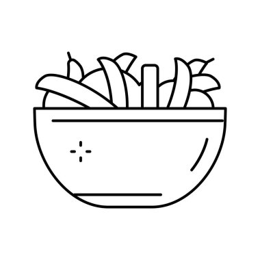 Tabak çizgisi ikon vektör çiziminde taze bezelyeler