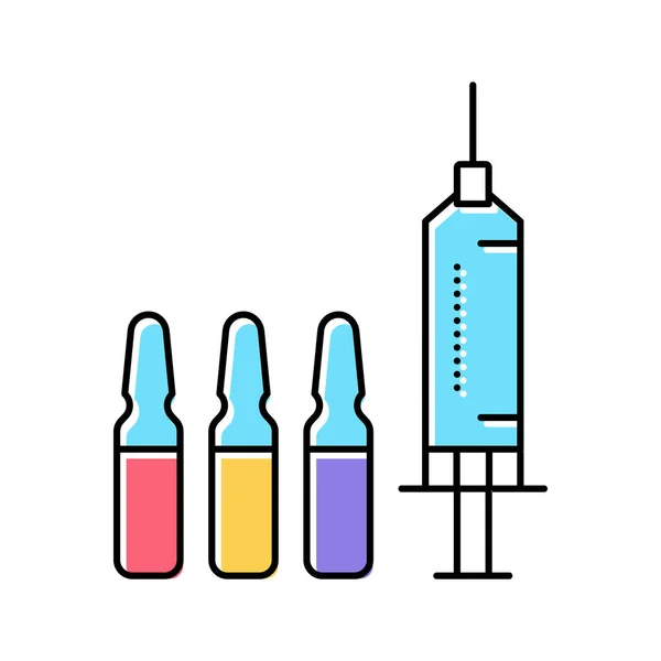 Vaccin spuit kleur pictogram vector kleur illustratie — Stockvector