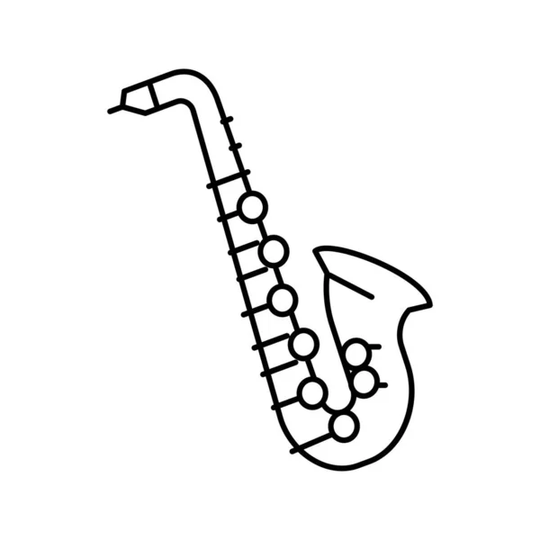 Saxofón instrumento de música línea icono vector ilustración — Archivo Imágenes Vectoriales