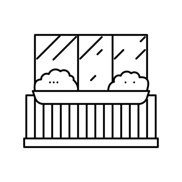 Plant op balkon lijn pictogram vector illustratie — Stockvector