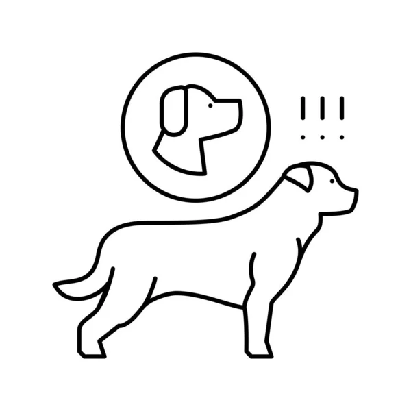 Cão perseguindo animal linha ícone vetor ilustração —  Vetores de Stock