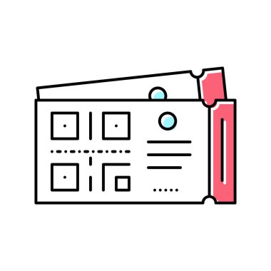 Sinema bileti renk simgesi üzerindeki qr kodu izole edilmiş illüstrasyon