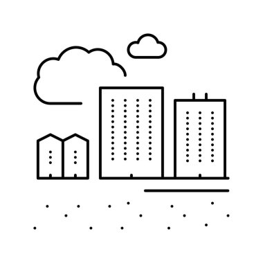 konut alanı sabit hat ikon vektör çizimi