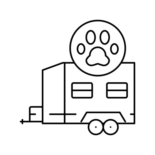 Transporte animal reboque linha ícone vetor ilustração — Vetor de Stock