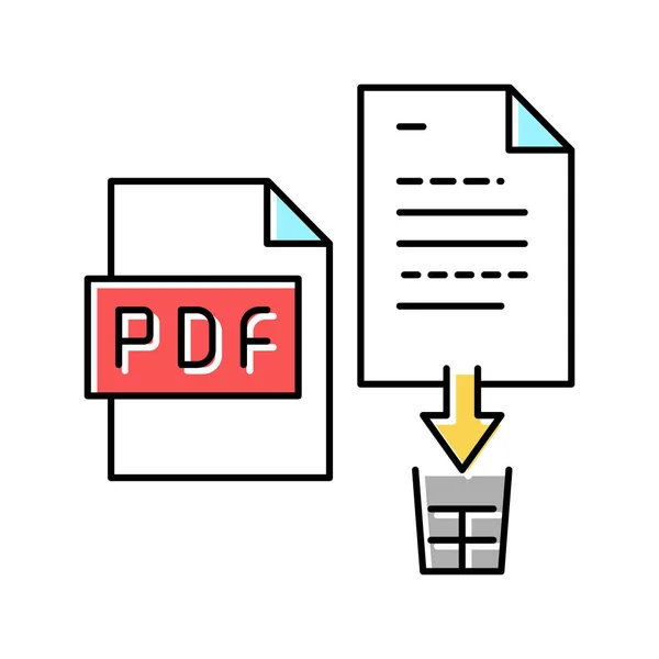 PDFファイルのカラーアイコンのイラストを削除 — ストックベクタ