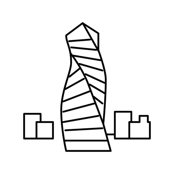 Arranha-céus moderna construção linha ícone vetor ilustração — Vetor de Stock