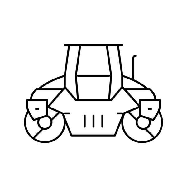 Rolle Straßenbau Maschine Linie Symbol Vektor Illustration — Stockvektor