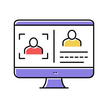 fotoğraf makinesi yüz rengi ikon vektör illüstrasyonu için kart yap