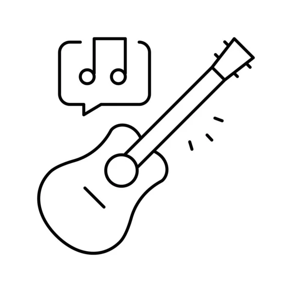 Αναπαραγωγή σε εικονογράφηση διάνυσμα εικονίδιο γραμμής κιθάρας — Διανυσματικό Αρχείο