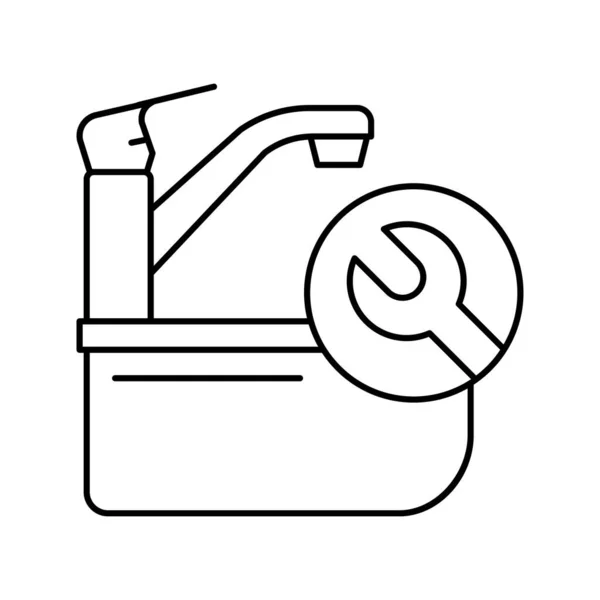 Illustration vectorielle d'icône de ligne de réparation de robinet — Image vectorielle