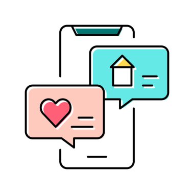 Sohbet mesajlaşma renk ikonu vektör çizimi